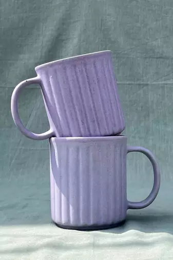 Artisanal Tranquility: Studio Pottery Ceramic Lavender Serenity Mug with Matte Finish