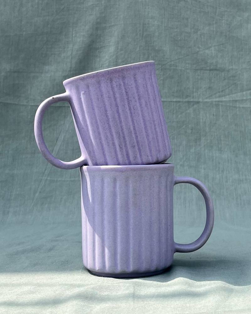 Artisanal Tranquility: Studio Pottery Ceramic Lavender Serenity Mug with Matte Finish