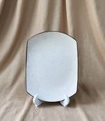 Effortless Elegance: Elongated Matt Ivory White Serving Tray with Unique Black Speckles and Rim