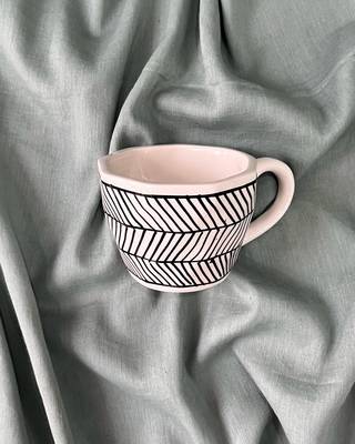 Artisanal Chic: Handcrafted, Hand-Painted, and Hand-Glazed Ceramic Mug with Black 1