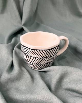 Artisanal Chic: Handcrafted, Hand-Painted, and Hand-Glazed Ceramic Mug with Black 2