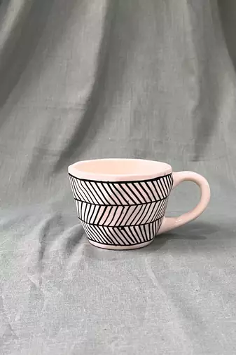 Artisanal Chic: Handcrafted, Hand-Painted, and Hand-Glazed Ceramic Mug with Black