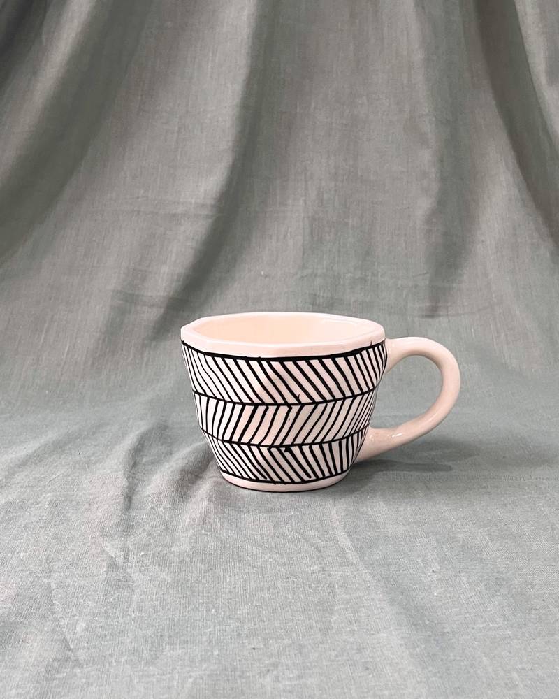 Artisanal Chic: Handcrafted, Hand-Painted, and Hand-Glazed Ceramic Mug with Black