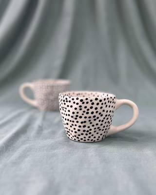 Whimsical Dot Dance: Handmade Ceramic Mug with Contrasting Polka Dots 1