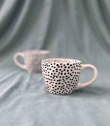 Whimsical Dot Dance: Handmade Ceramic Mug with Contrasting Polka Dots