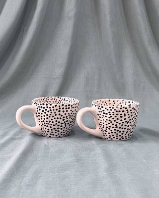 Whimsical Dot Dance: Handmade Ceramic Mug with Contrasting Polka Dots 2