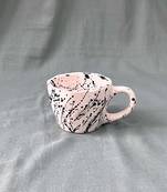 Ink Splatter Harmony: Handcrafted Ceramic Mug with Contrasting Black Splatters Inside