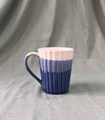 Artistic Harmony: Stylish Dual-Toned Studio Pottery Ceramic Striped Tricolor Coffee Mug in Blue & White