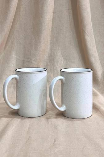 Mountain Cabin Serenity: Handcrafted Ivory White Campfire Mug with Unique Speckles and Hand-Painted