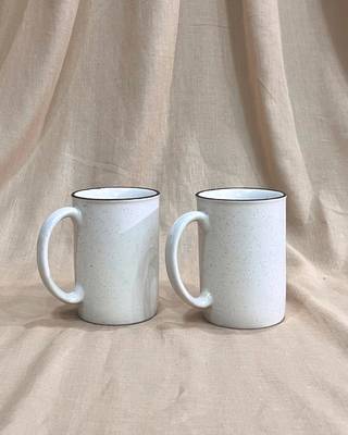 Mountain Cabin Serenity: Handcrafted Ivory White Campfire Mug with Unique Speckles and Hand-Painted 1