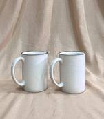 Mountain Cabin Serenity: Handcrafted Ivory White Campfire Mug with Unique Speckles and Hand-Painted