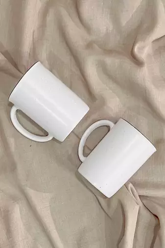Mountain Cabin Serenity: Handcrafted Ivory White Campfire Mug with Unique Speckles and Hand-Painted