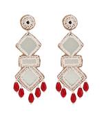 Statement fabric base mirror and pearl studded Geometrical shaped Dangle and drop earring for Girls and Women.