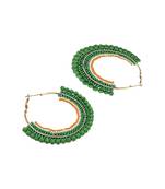 Contemporary Gold Plated Hoop Earring with Green Colored Beads Studded for Girls and Women.