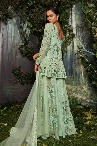 Green sharara set