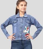 Aarika girls blue color embellished denim jacket