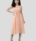 Aarika womens peach color georgette middi