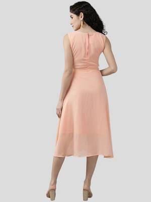 Aarika womens peach color georgette middi 4