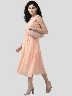 Aarika womens peach color georgette middi 5