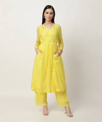 Bright yellow kalie kurta set 3