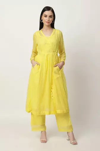 Bright yellow kalie kurta set