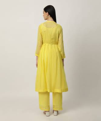 Bright yellow kalie kurta set 4