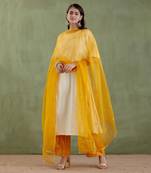 Ecru & yellow suniti devi kurta set