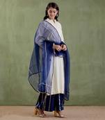Ecru & midnight blue kashibai kurta set