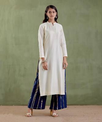 Ecru & midnight blue kashibai kurta set 3
