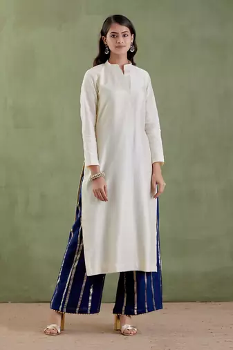 Ecru & midnight blue kashibai kurta set