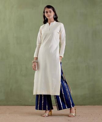 Ecru & midnight blue kashibai kurta set 4