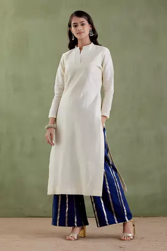 Ecru & midnight blue kashibai kurta set