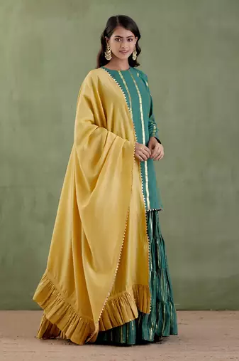 Dark green indira devi sharara set