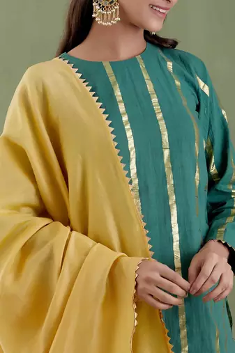 Dark green indira devi sharara set