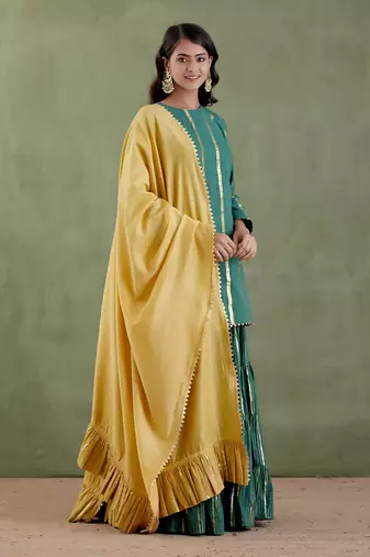 Dark green indira devi sharara set