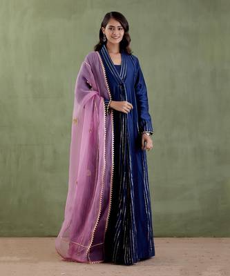 Midnight blue jodhabai anarkali set 1