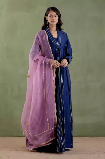 Midnight blue jodhabai anarkali set