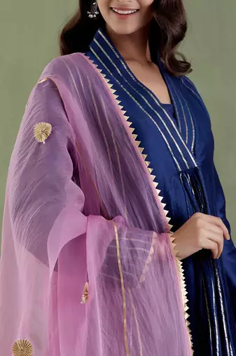 Midnight blue jodhabai anarkali set