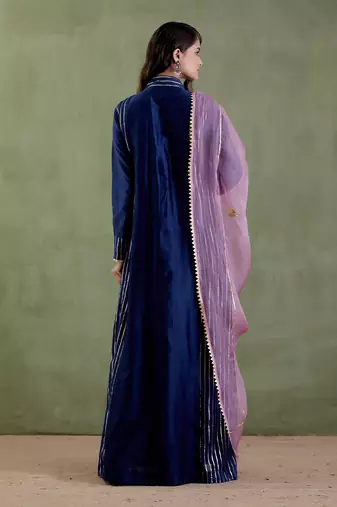 Midnight blue jodhabai anarkali set