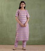 Lilac gayatri devi kurta set