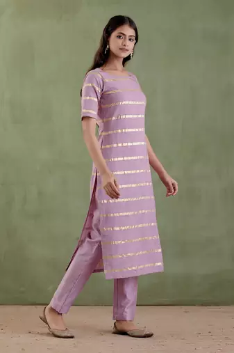 Lilac gayatri devi kurta set