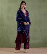 Wine & midnight blue sita devi kurta set