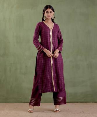 Wine & midnight blue sita devi kurta set 2