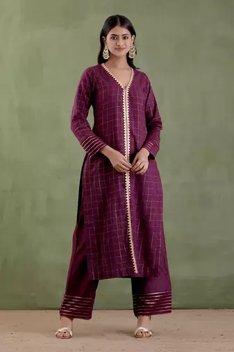 Wine & midnight blue sita devi kurta set