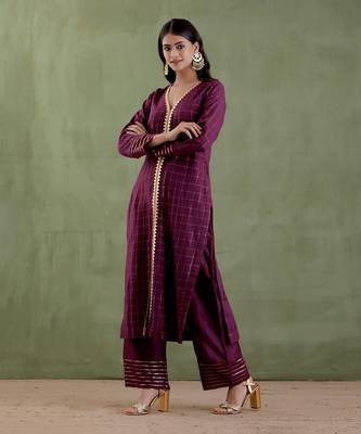 Wine & midnight blue sita devi kurta set 3
