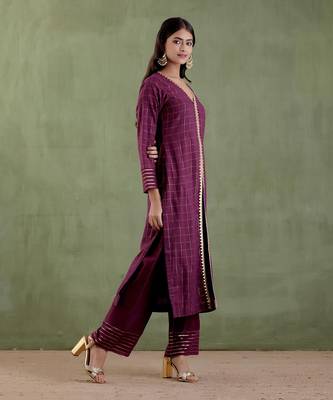 Wine & midnight blue sita devi kurta set 4