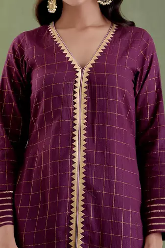 Wine & midnight blue sita devi kurta set
