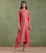 Red durgavati kurta set