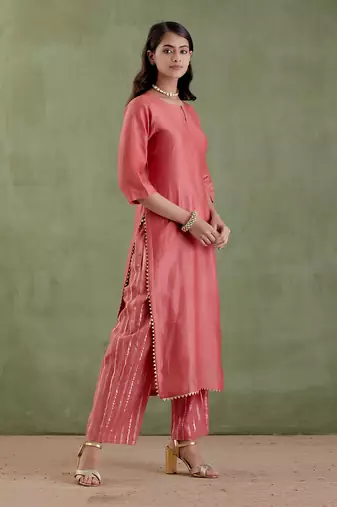 Red durgavati kurta set