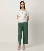 Ivory & deep green annie pant set